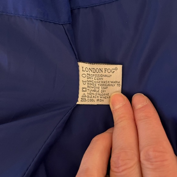 Vintage London Fog Blue Rain Trench Coat Hood Preppy Old Money Dopamine Gorpcore - Picture 11 of 12